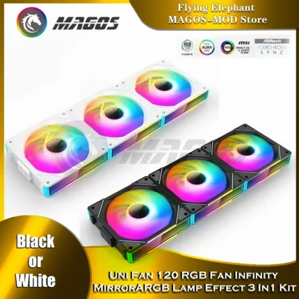 Infinity Mirror Uni Fan 3 in 1 Kit, ARGB Light Effect Forword Reverse Blade, PC Gamer Cabinet Water Cooling Silent Mute Radiator