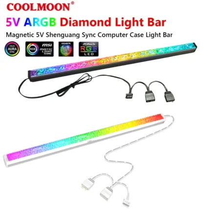 COOLMOON ARGB LED Strip Light 5V 3Pin/Small 4Pin Diamond Magnetic Colorful Atmosphere Bar Magnetic Computer Light