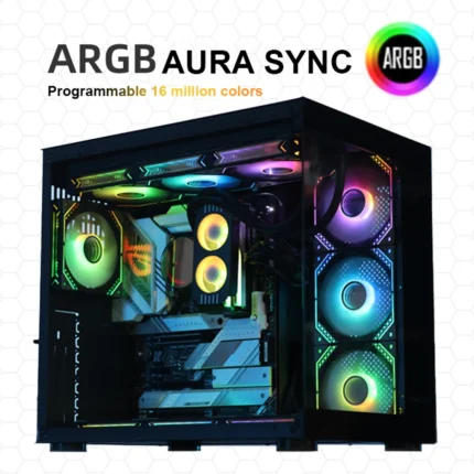 RAM Memory Cooler 4Pin PWM/5V 3Pin ARGB PC Memory Cooling Radiator 1000-4500+RPM with Dual 120mm Fan for DDR4 DDR5 Cooling